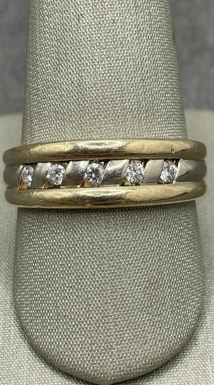 14K Two-tone Diamond Ring W/ Diagonal Detail (22109)